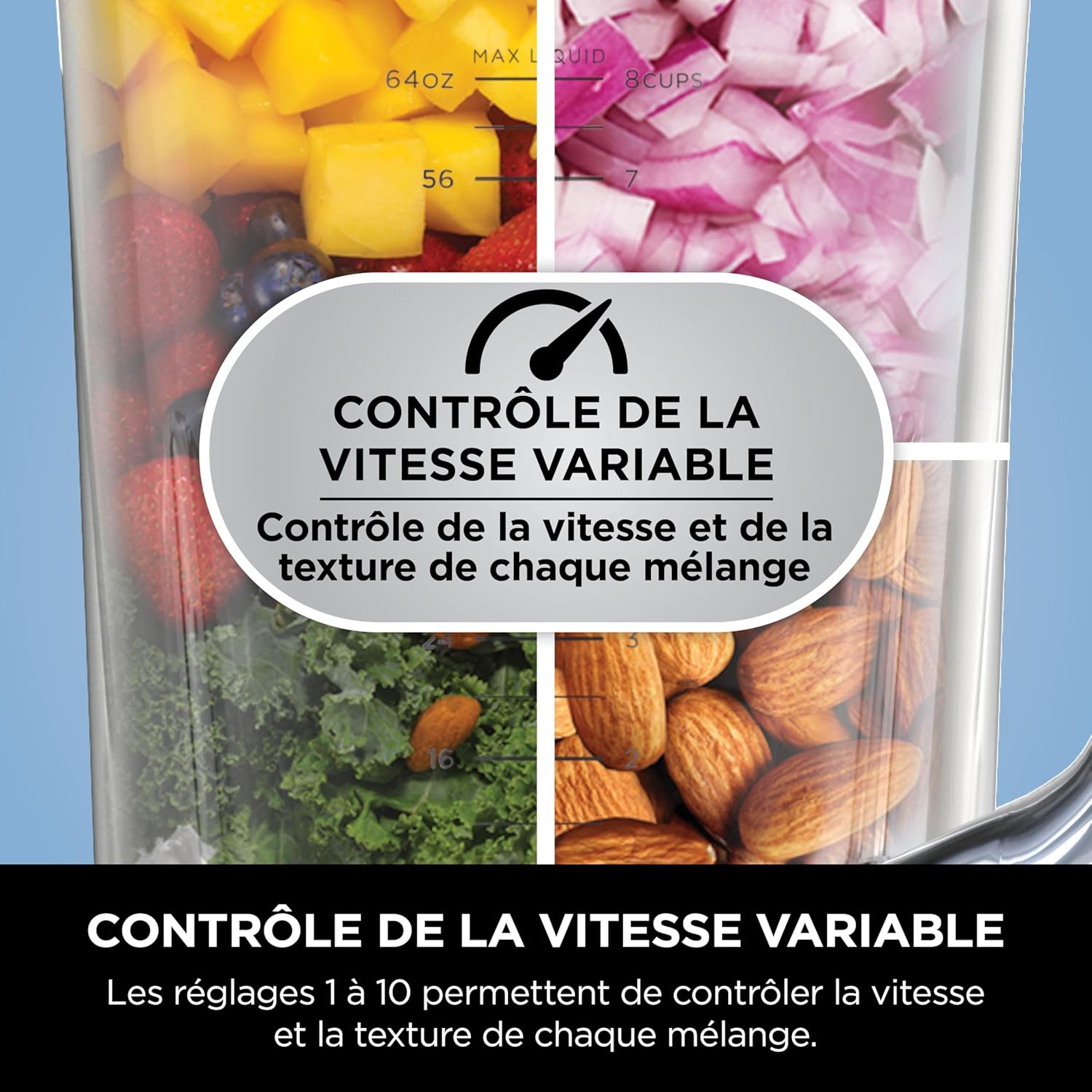 Ninja Detect Power Blender Processor Pro 3-en-1, mixeur 1200W, bol à mélanger, lame malaxeur, gobelet individuel, récipient, pétrir, mixer, hacher et mélanger, noir, TB401EU