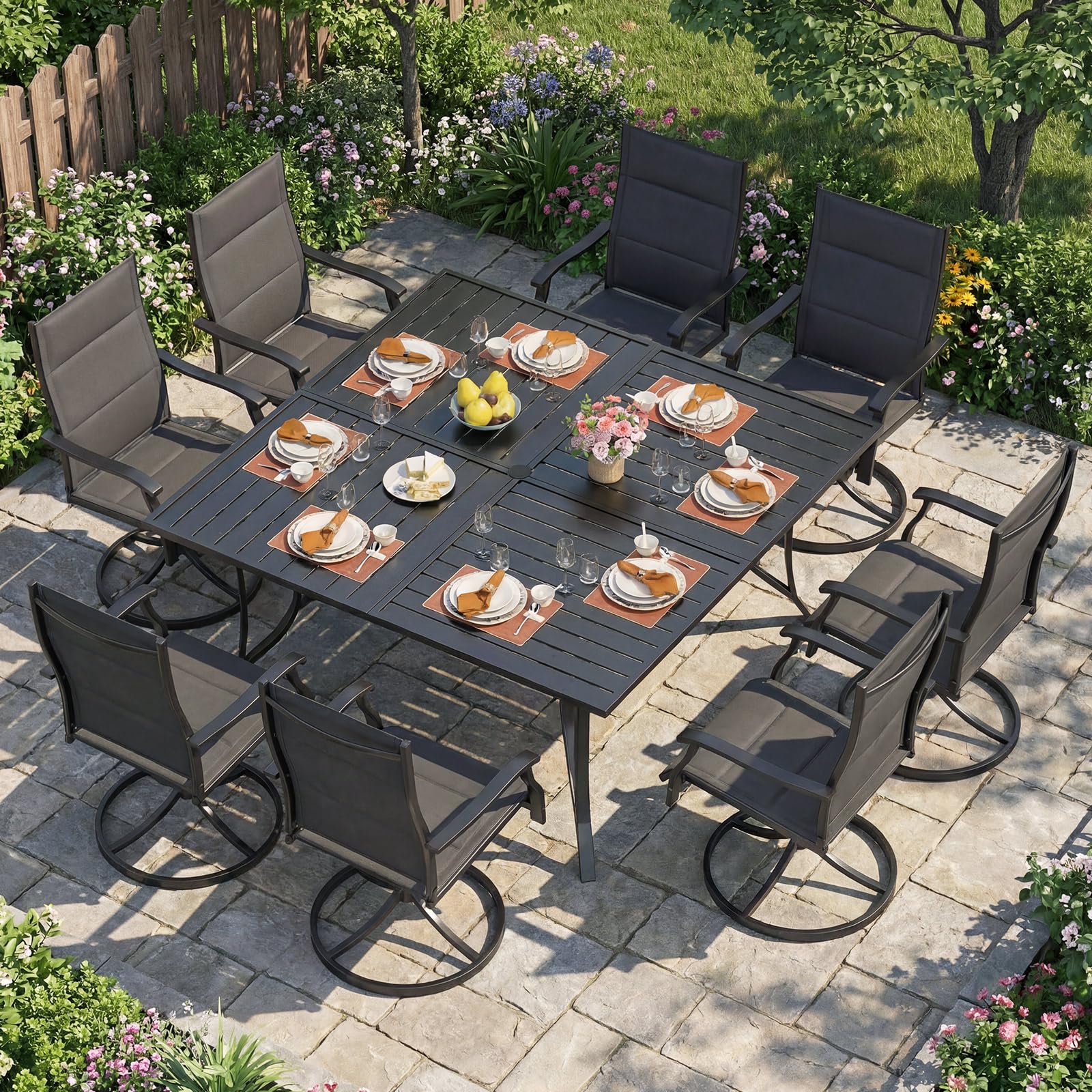 Tangkula 60" x 60" Metal Patio Dining Table for 8(60" x 60")