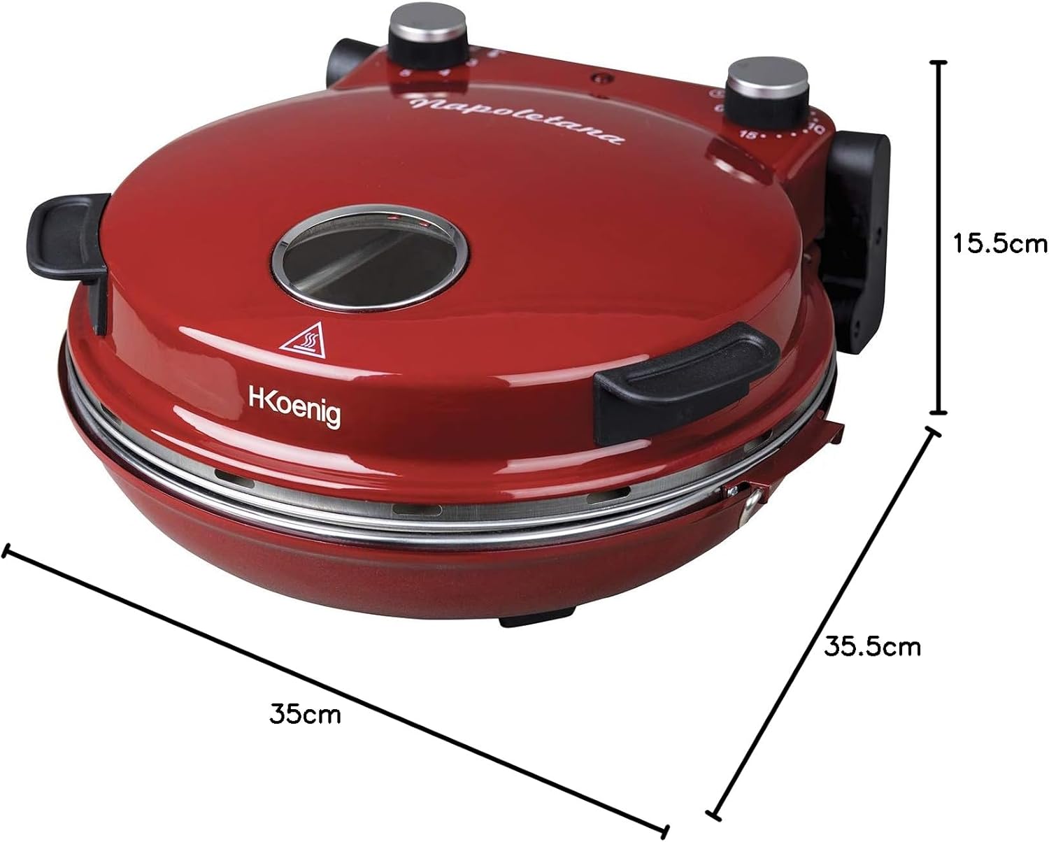 H.Koenig Four à Pizza électrique Professionnel Portable NAPL350, Multifonction, Tartes et Quiches, Grand Plateau en Pierre Céramique, Température 0 à 400°C, Minuterie, Roulette et Pelle en bois