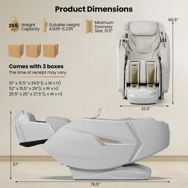 Health Detection Zero Gravity Full Body Massage Chair with 4D Dual Roller System Flexible Track, Heart Rate Monitor, Fragrance Therapy, Voice Control