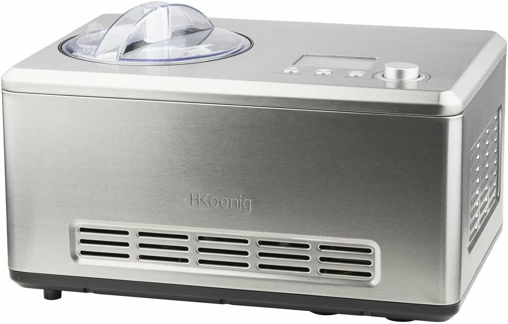 H.Koenig Sorbetière Turbine à Glace Professionnelle HF180, Machine à Glace Electrique 1L, 135 W, Réfrigérante & Maintien du Froid - Sorbet et Crème Glacée