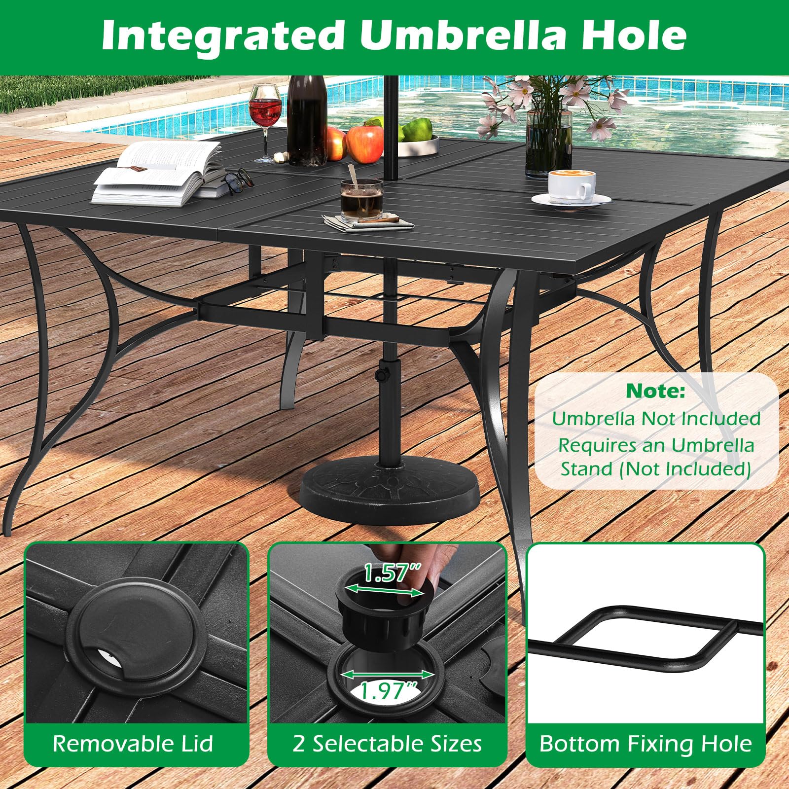 Tangkula 60" x 60" Metal Patio Dining Table for 8(60" x 60")