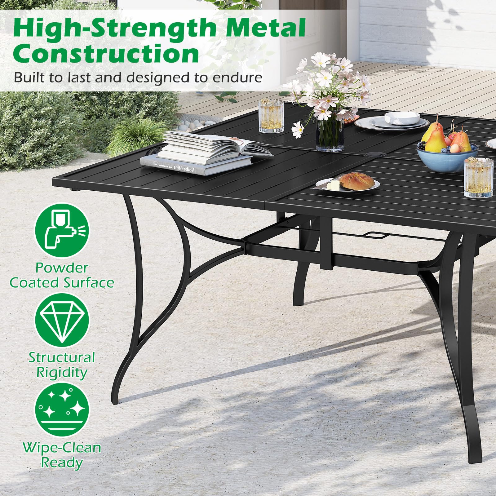 Tangkula 60" x 60" Metal Patio Dining Table for 8(60" x 60")