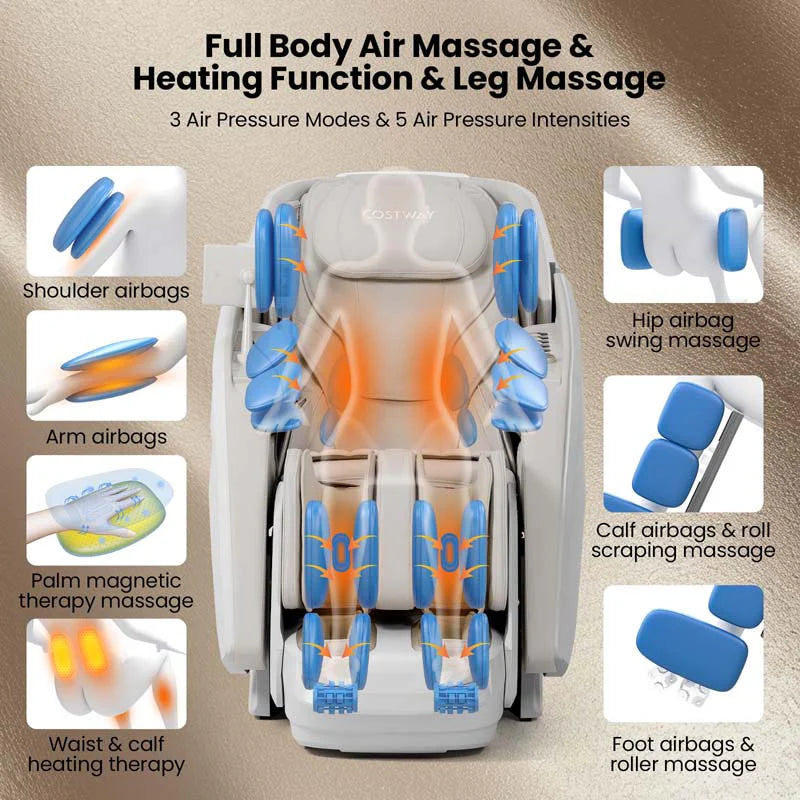 Health Detection Zero Gravity Full Body Massage Chair with 4D Dual Roller System Flexible Track, Heart Rate Monitor, Fragrance Therapy, Voice Control