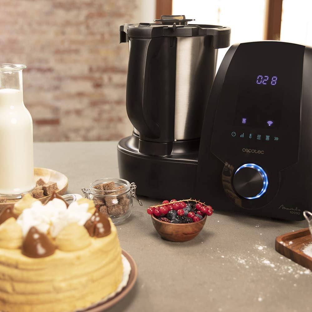 Cecotec Robot de Cuisine Mambo Black. 23 Fonctions, 10 Niveaux de Température, 1700W, 2,5 kg de Pâte, Cruche de 3,3L, 10 Vitesses, Minuterie, Température Réglable de 37 °C à 120 °C