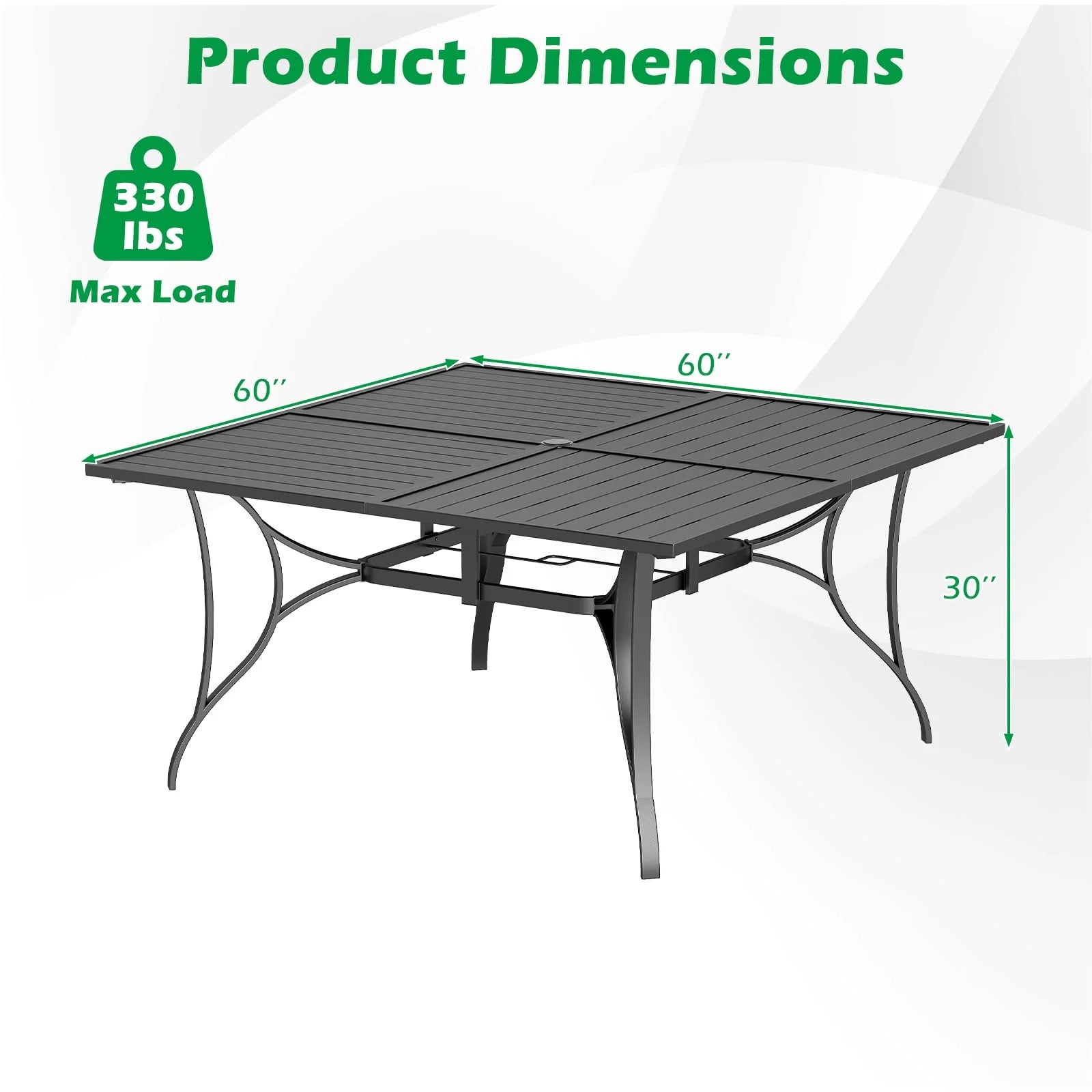 Tangkula 60" x 60" Metal Patio Dining Table for 8(60" x 60")
