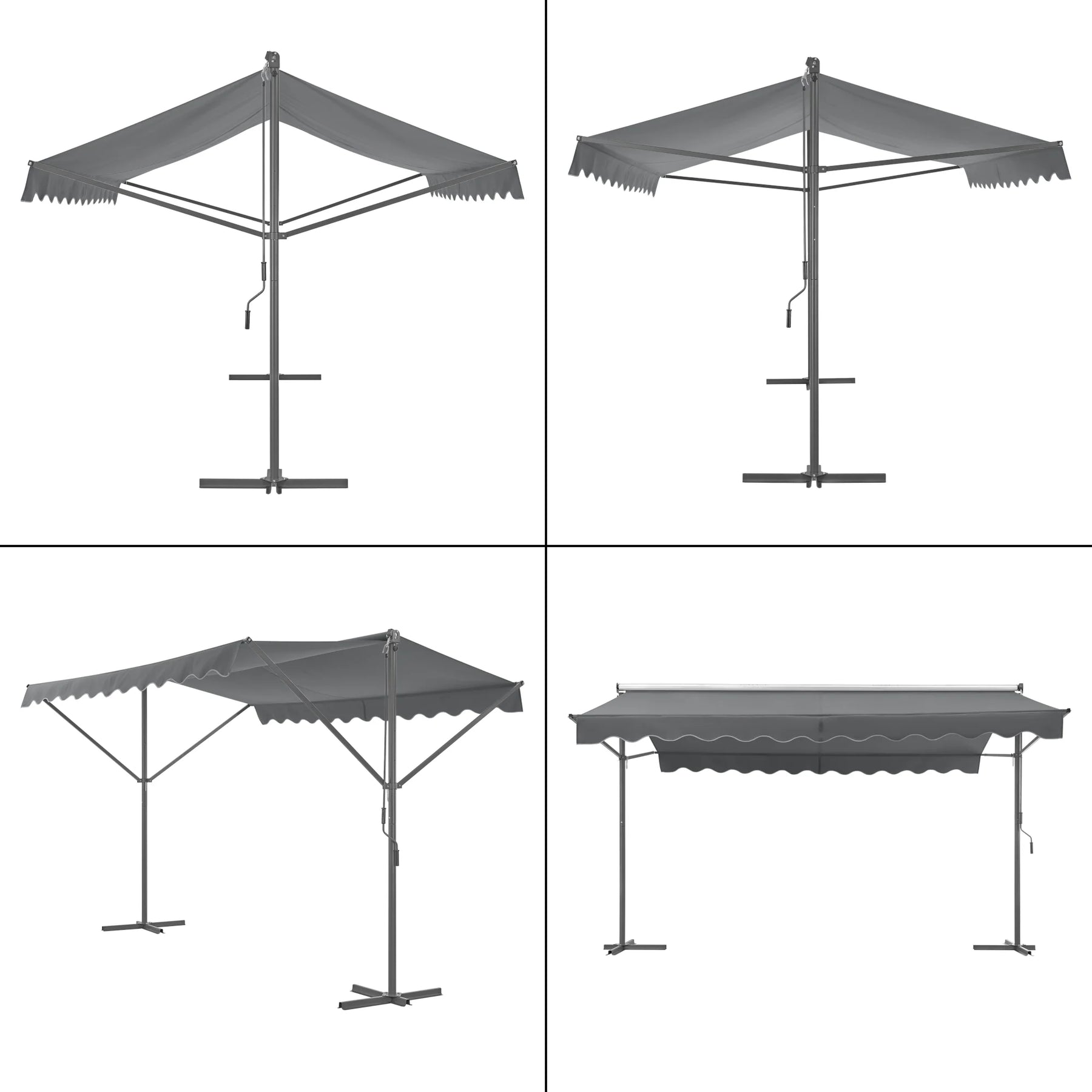 Store banne autoportant à double pente 400 x 300 x 260 cm gris foncé 03_0008294