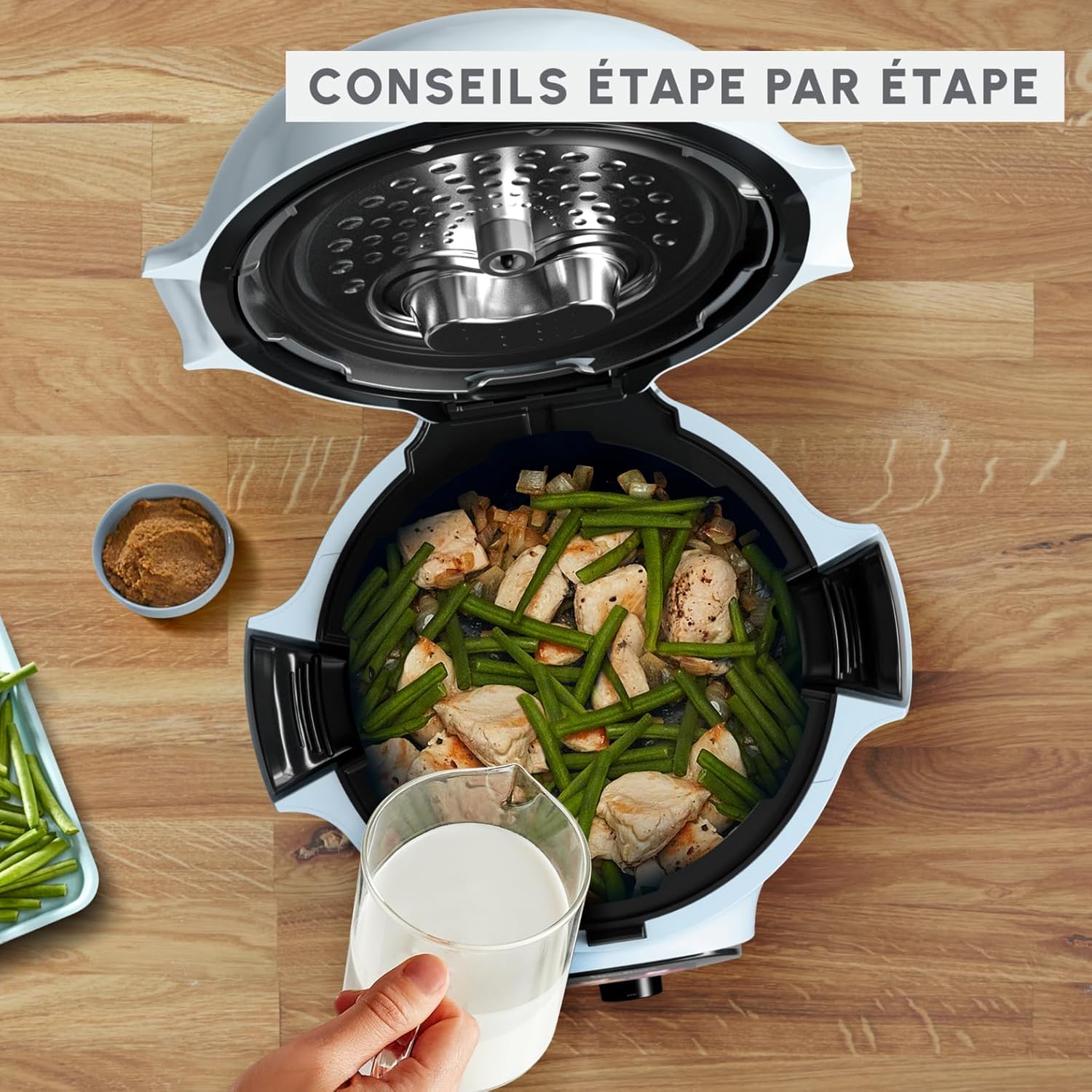 Moulinex Cookeo Mini Smart High Pressure Multicooker, 3L, 2 People, 150 Built-in Recipes, Unattended Cooking, Step-by-Step Guide, Compact, Moulinex App CE880410