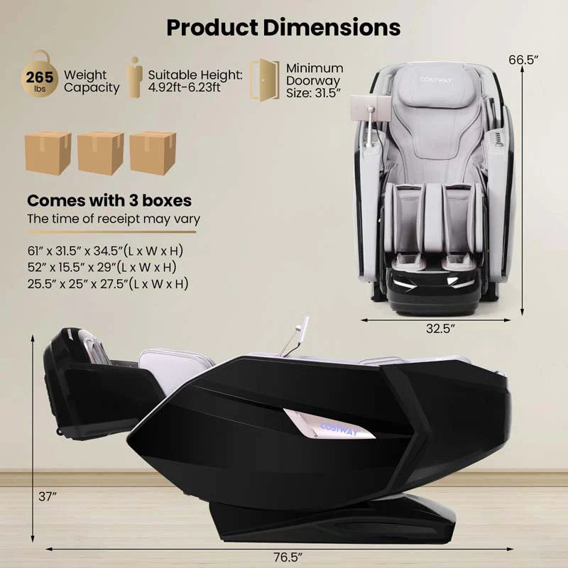 Health Detection Zero Gravity Full Body Massage Chair with 4D Dual Roller System Flexible Track, Heart Rate Monitor, Fragrance Therapy, Voice Control
