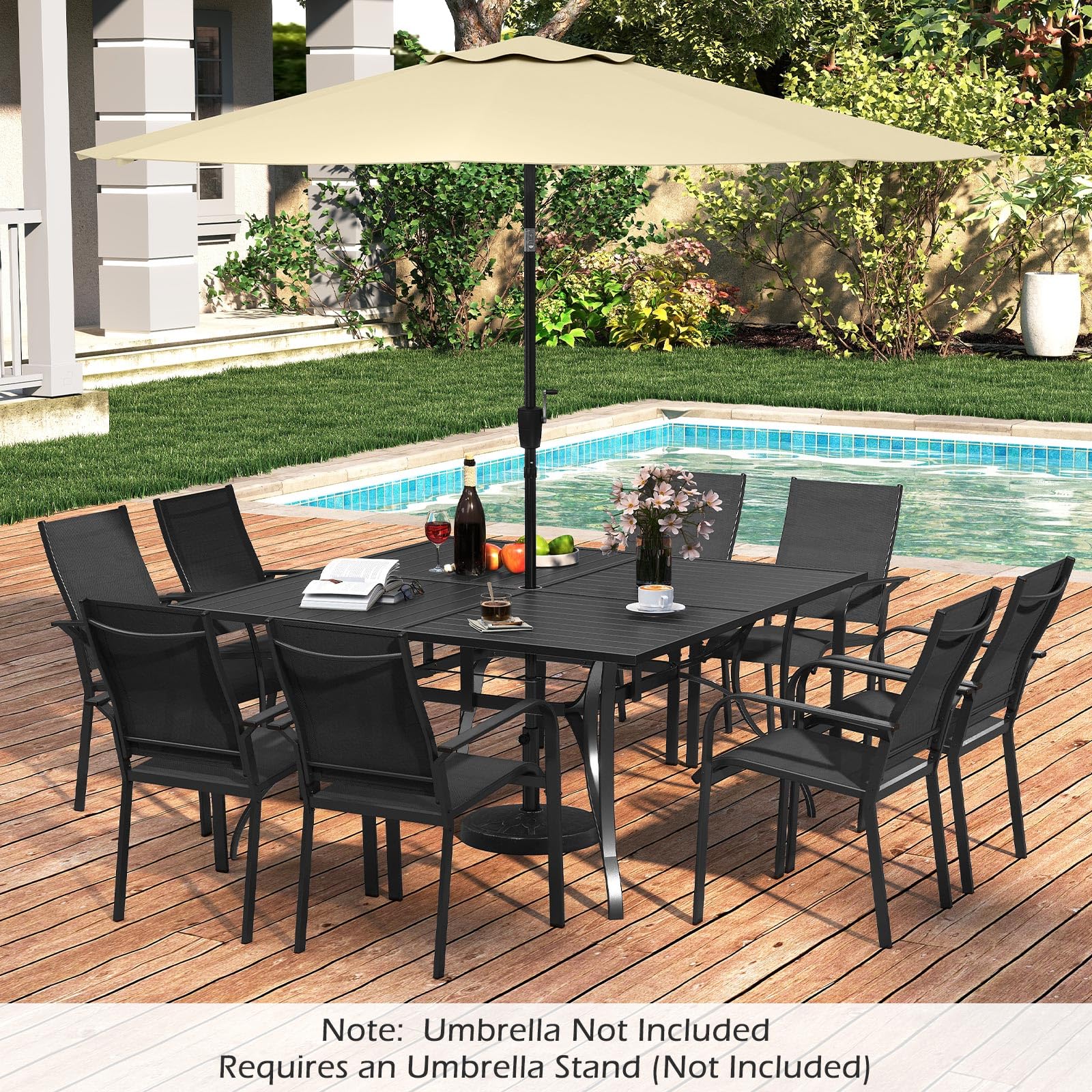 Tangkula 60" x 60" Metal Patio Dining Table for 8(60" x 60")